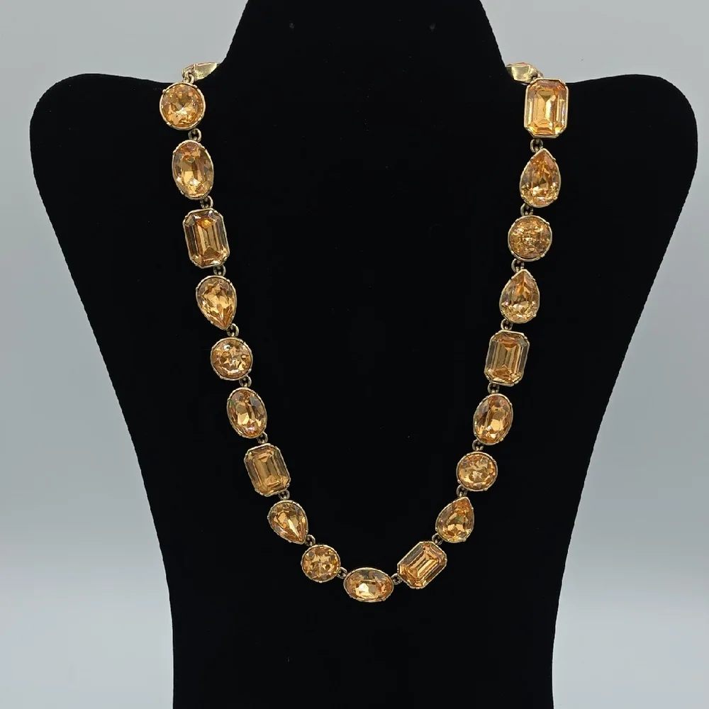 J. Crew Gold Necklace with Amber Stones